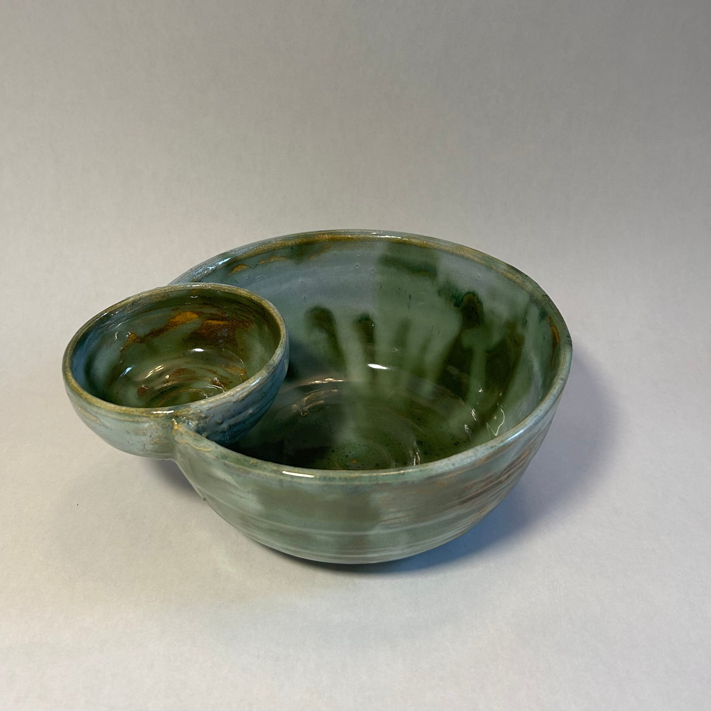 green and blue chip and dip bowl