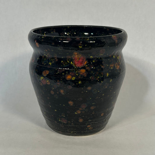 black vase with crystals