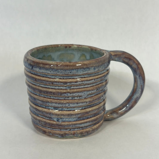 blue/purple carved mug