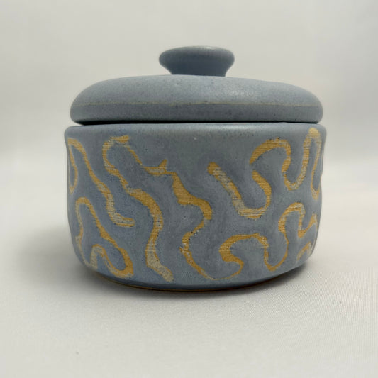 light blue dish and lid